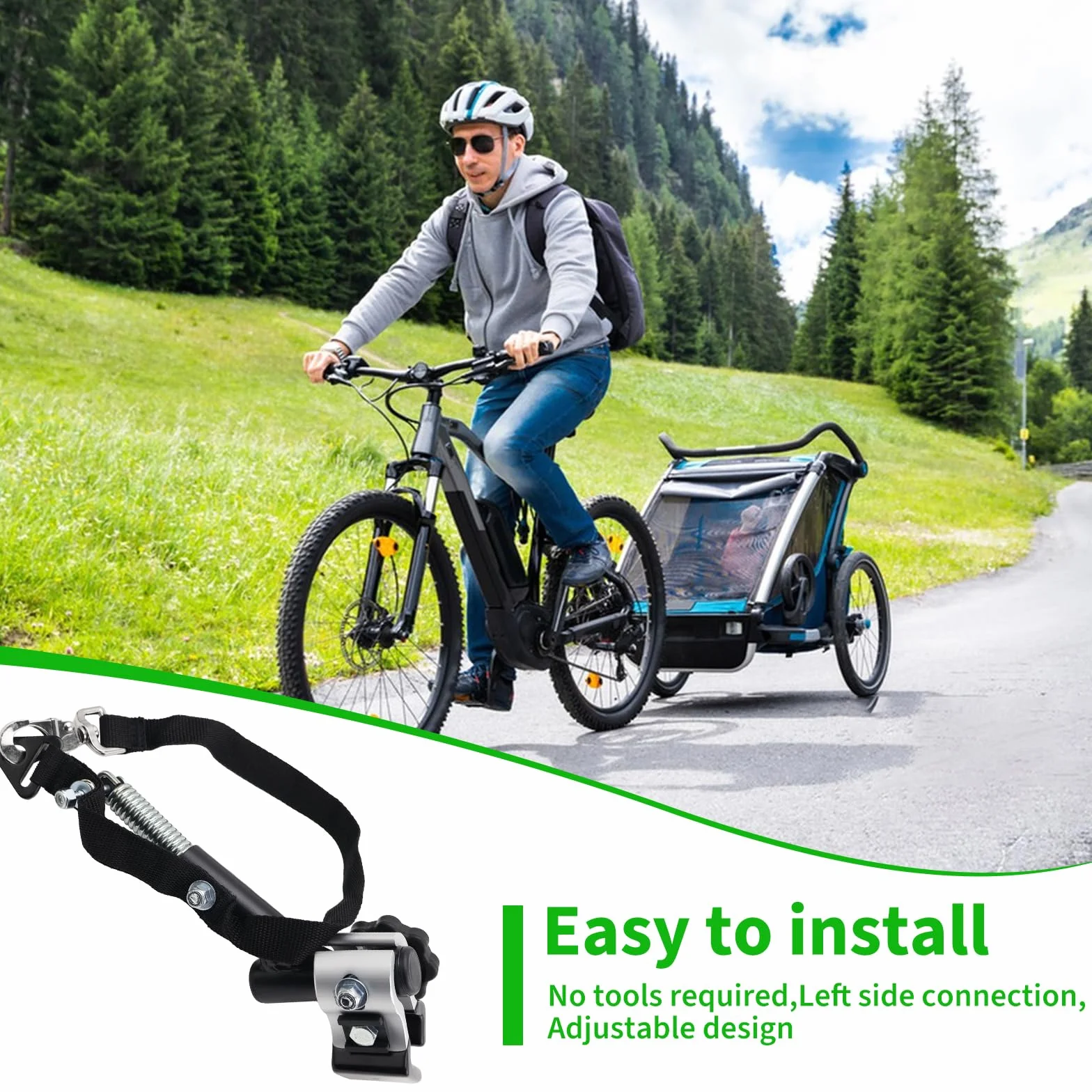 Fahrradanhänger Kupplung Universal, Fahrrad Anhängerkupplung, Aluminiumlegierung, für Runde und Ovale Rohre, Linkes Verbindungsstück, für Kinder, Haustiere und Lastenfahrradanhänger