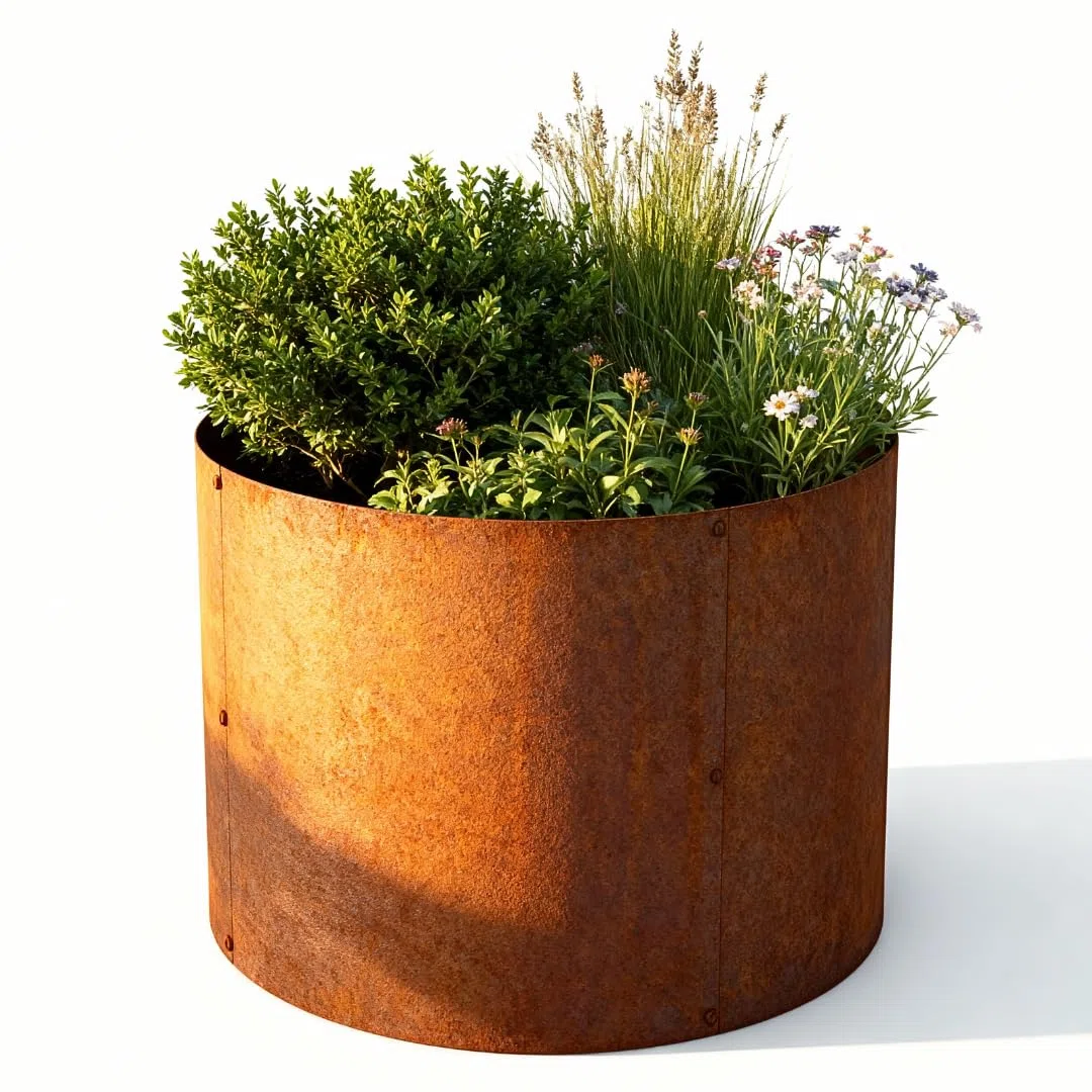Pflanzring Cortenstahl 60 x 40 cm - aus echtem 1,5 mm Cortenstahl - Runde Beeteinfassung & Beetumrandung für den Garten – Wetterfest