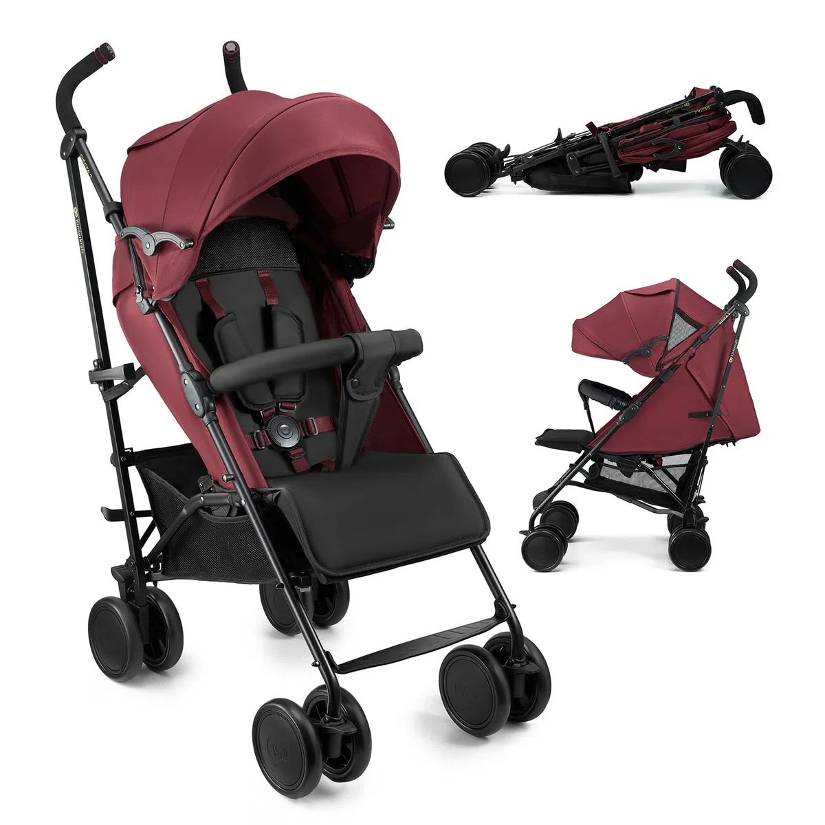Kinderkraft Buggy SIESTA 2 bis 22 kg, nur 7,9 kg, zusammenklappbar, Liegeposition, verstellbare Fußstütze, Verdeck mit Mesh und Peekaboo, 5-Punkt-Gurt, kompakt, Rot