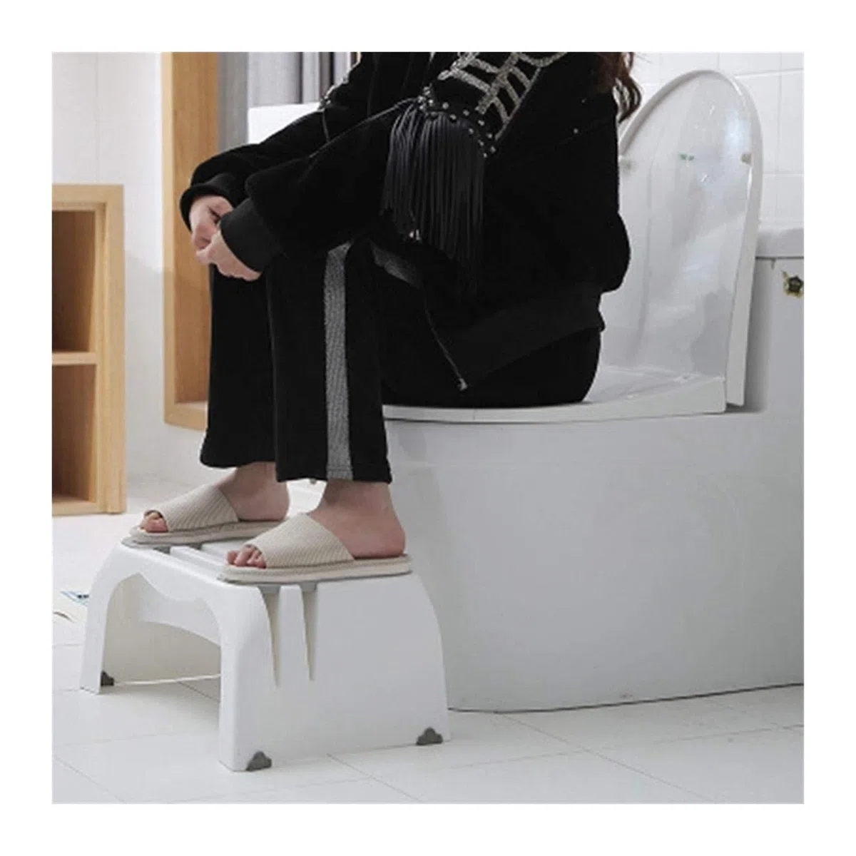 Toilettenfußhocker für Kniebeugen, tragbare verdickte Kunststoffstufe für Schwangere, Squat Pit Aid für bessere Darmbewegungen