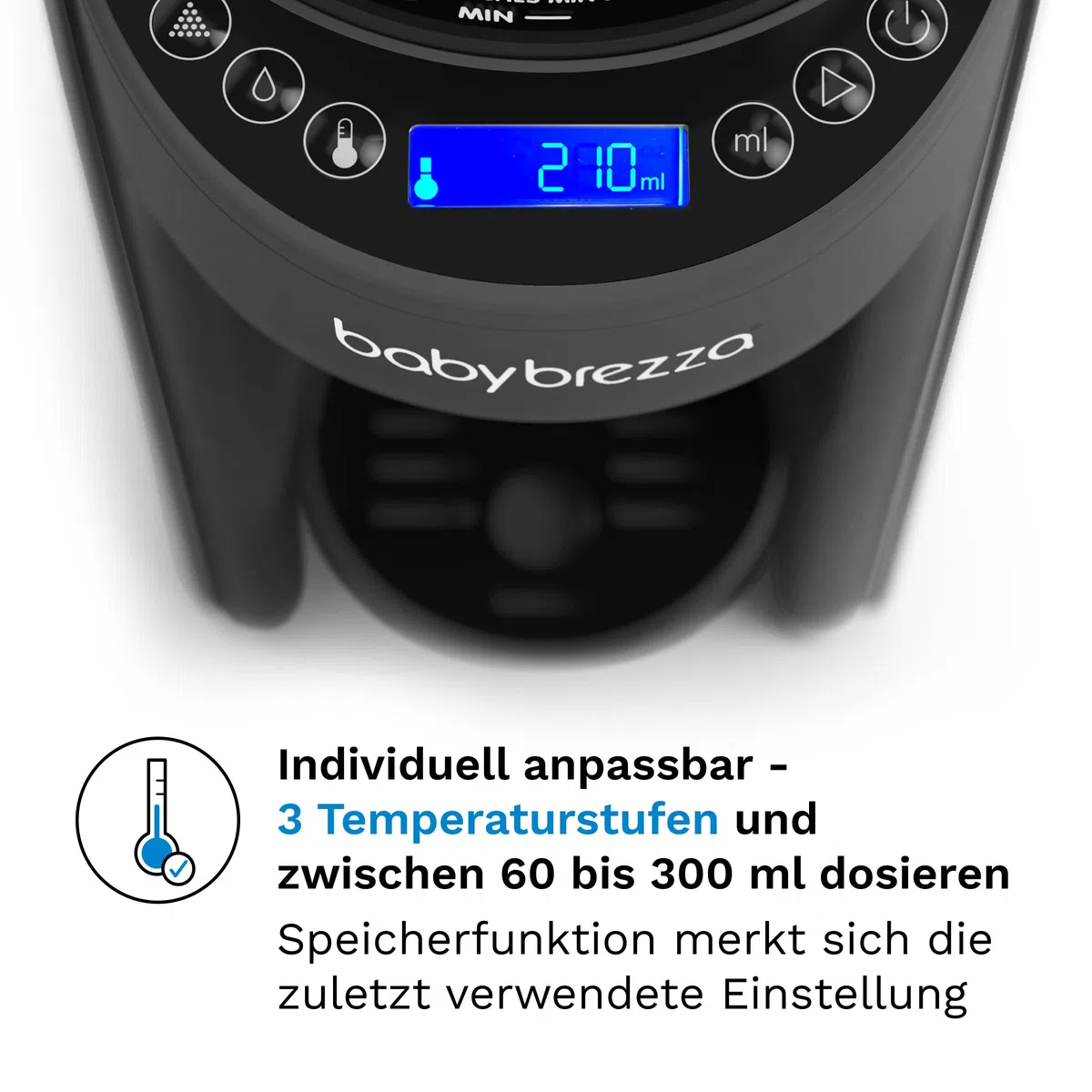 Baby Brezza Formula Pro Advanced automatischer Flaschenzubereiter | Mischt Milchpulver & Wasser perfekt – Mit 2 Milchpulvertrichtern (1 im Gerät, 1 extra) – 3 Temperaturen – BPA-frei - Charcoal