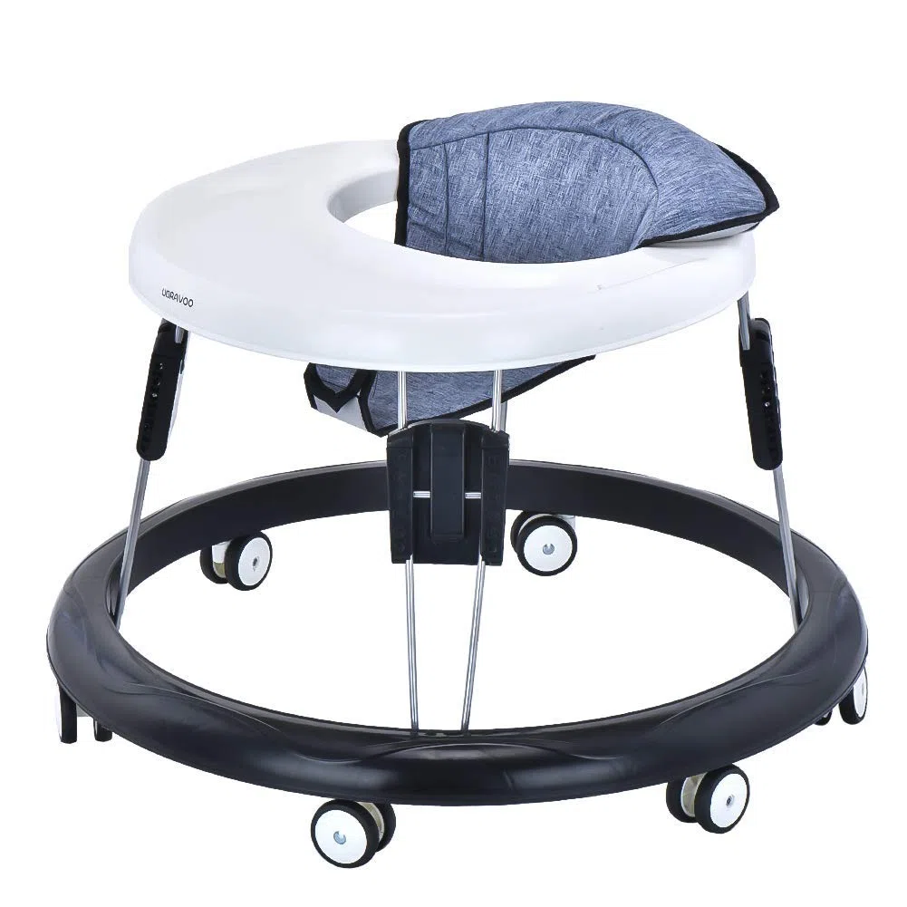 UBRAVOO Verstellbare Lauflernhilfen, Leicht zu reinigendes Tablett, Universal-Rollator Anti-Rollover Folding Walker für Mädchen Jungen 6-18 Monate(Grau)