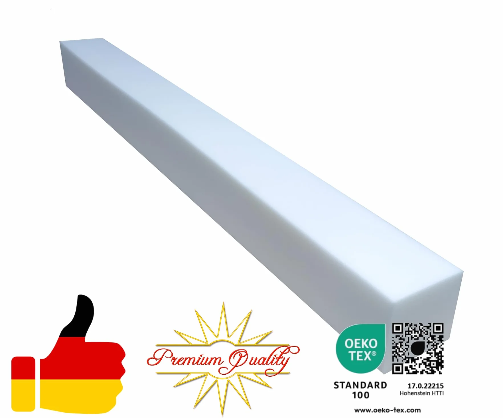 All4All Matratzenverlängerung aus Schaumstoff Matratzenausgleich RG 25/44 15x20 cm Schaumstoffstreifen Mittellhart Zuschnitt Matratzenstreifen Verlängerung für Babybett oder Pflegebett(200)