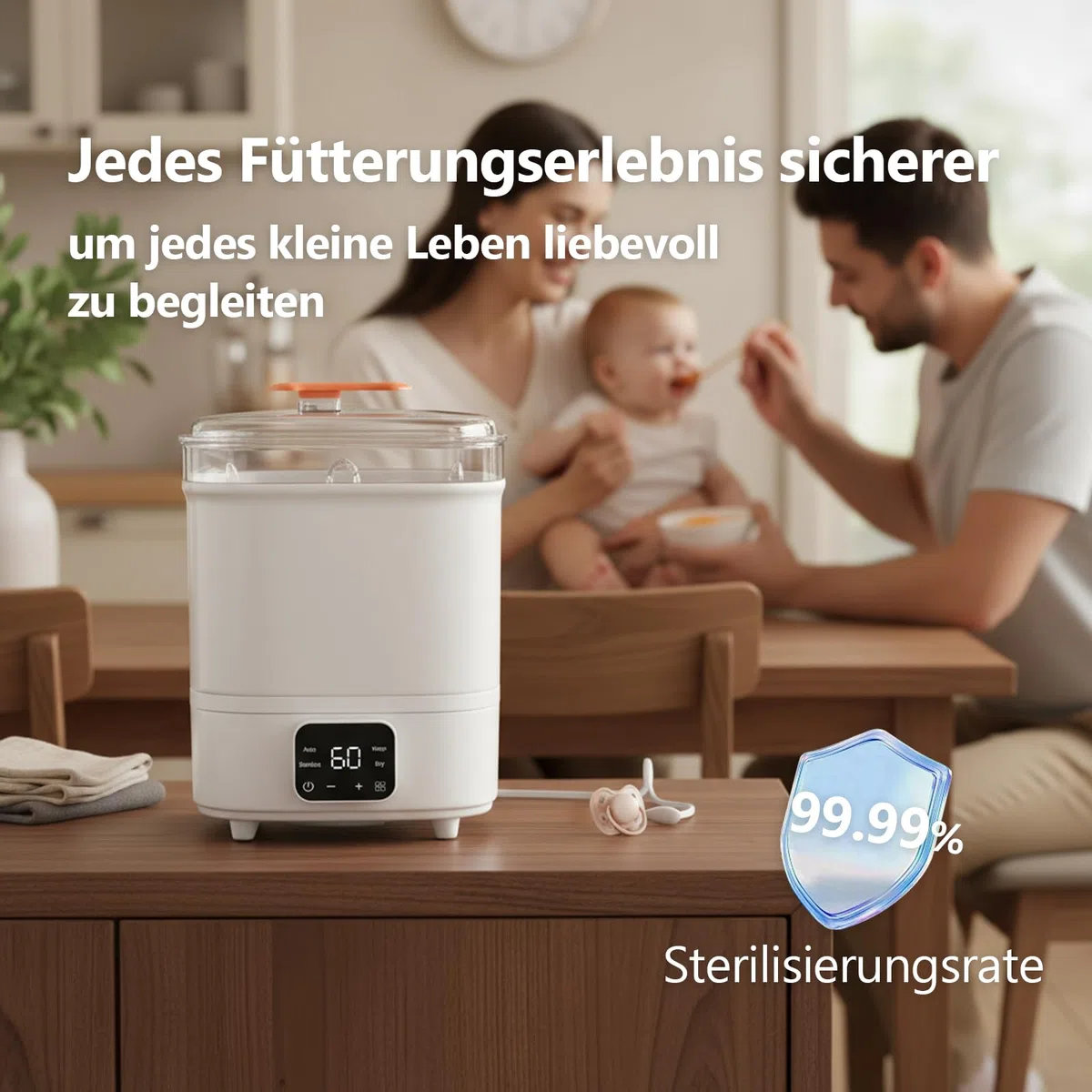 Sterilisator für Babyflaschen Automatisch Sterilisiert & Trocknet für Babyflaschen und mehr.