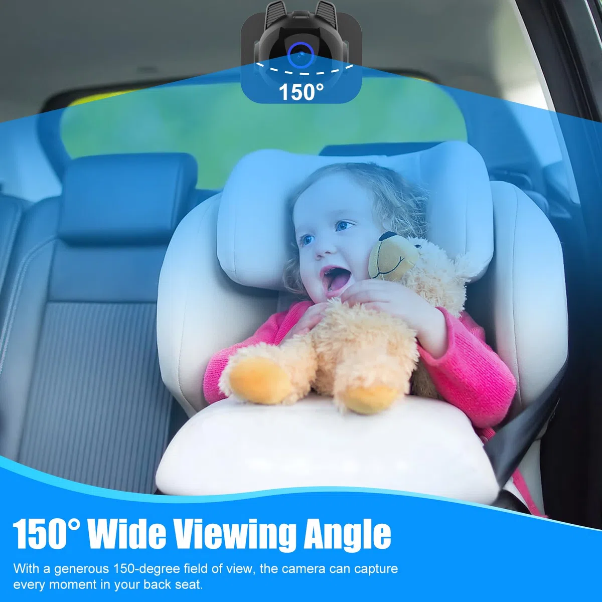 Baby-Autospiegel, 4,3 Zoll HD Display, 1080P Autospiegel mit IR Nachtsicht, mit Weitwinkel Sicherheitskamera für optimale Beobachtung Ihres Babys