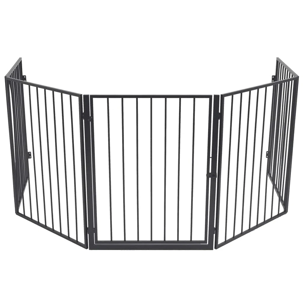 Funkenschutzgitter für Kamine Grills Holzöfen, Stahl Kaminschutzgitter, Kaminblende, Kaminschutz, Einfache Montage, Schwarz, 123 x 123 x 76 cm