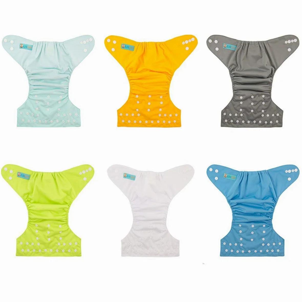 ALVABABY 6 Pack Tasche waschbar Verstellbare Stoffwindeln Windeln + 12 Einsätze 6BM98-DE