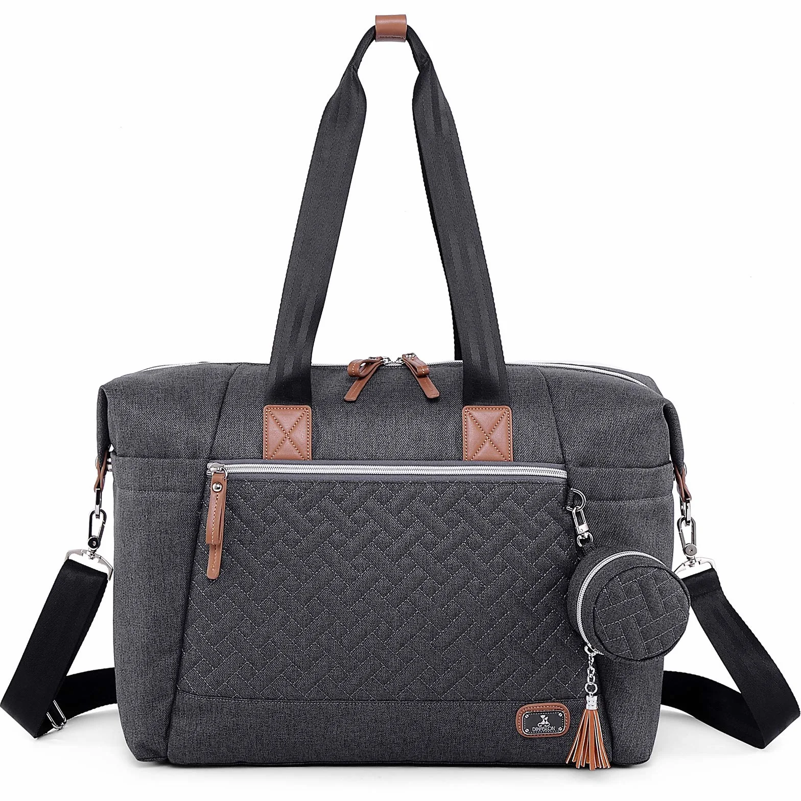 Dikaslon Wickeltasche mit Schnullertasche und Wickelunterlage, Große Reisewindeltasche für Mama und Papa, Multifunktions-Babytasche für Jungen und Mädchen (Dunkelgrau)