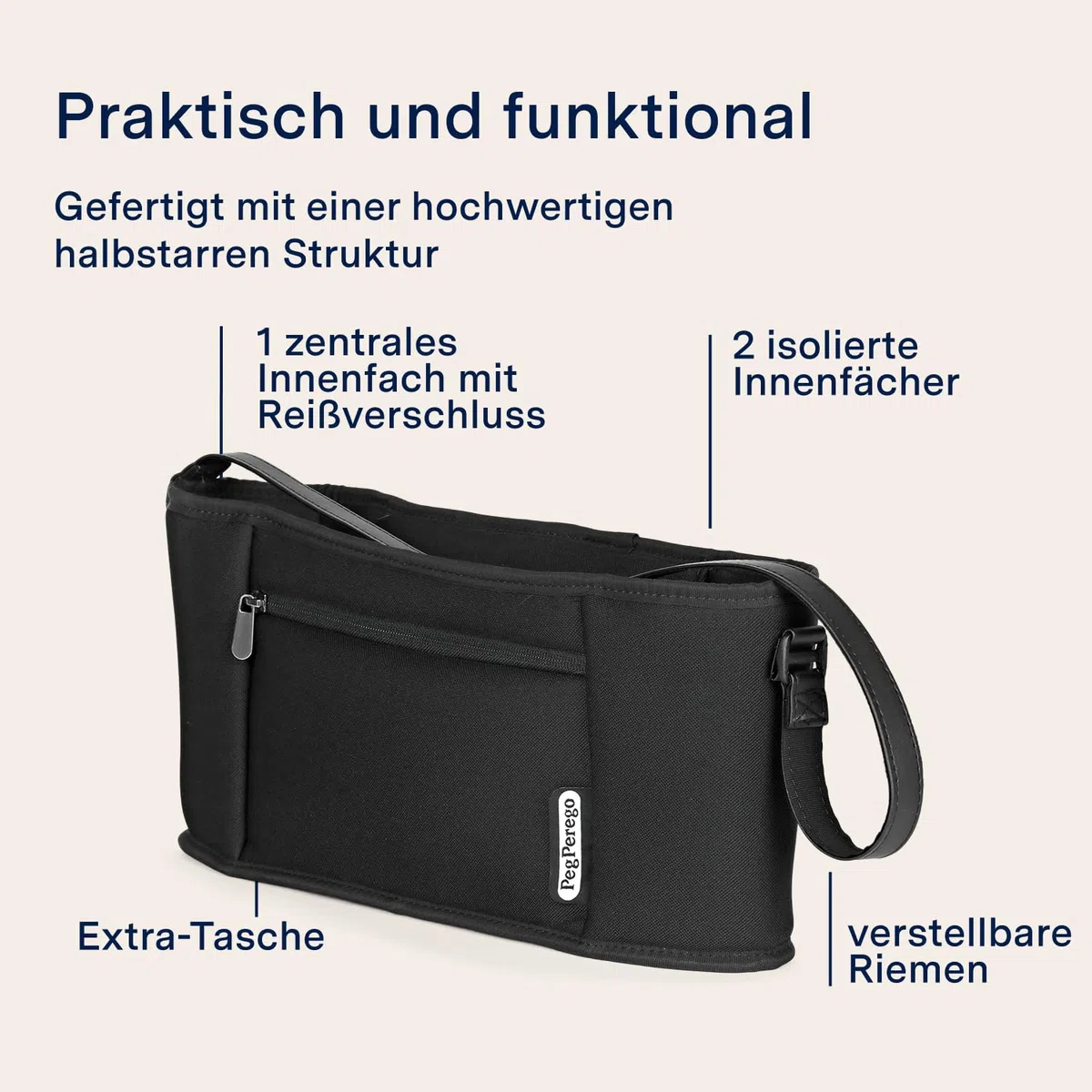PEG Organizer - Kinderwagen-Organizer mit Schultergurt - Kompatibel mit Peg Perego Buggys