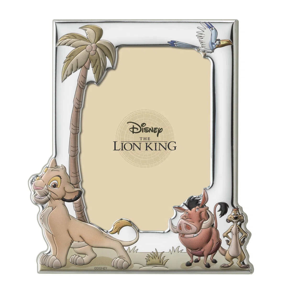 VALENTI & CO. Disney Baby – Der König der Löwen – Bilderrahmen aus Silber mit bunten Details für Tisch oder Nachttisch für das Kinderzimmer perfekt als Geschenkidee zur Taufe oder zum Geburtstag
