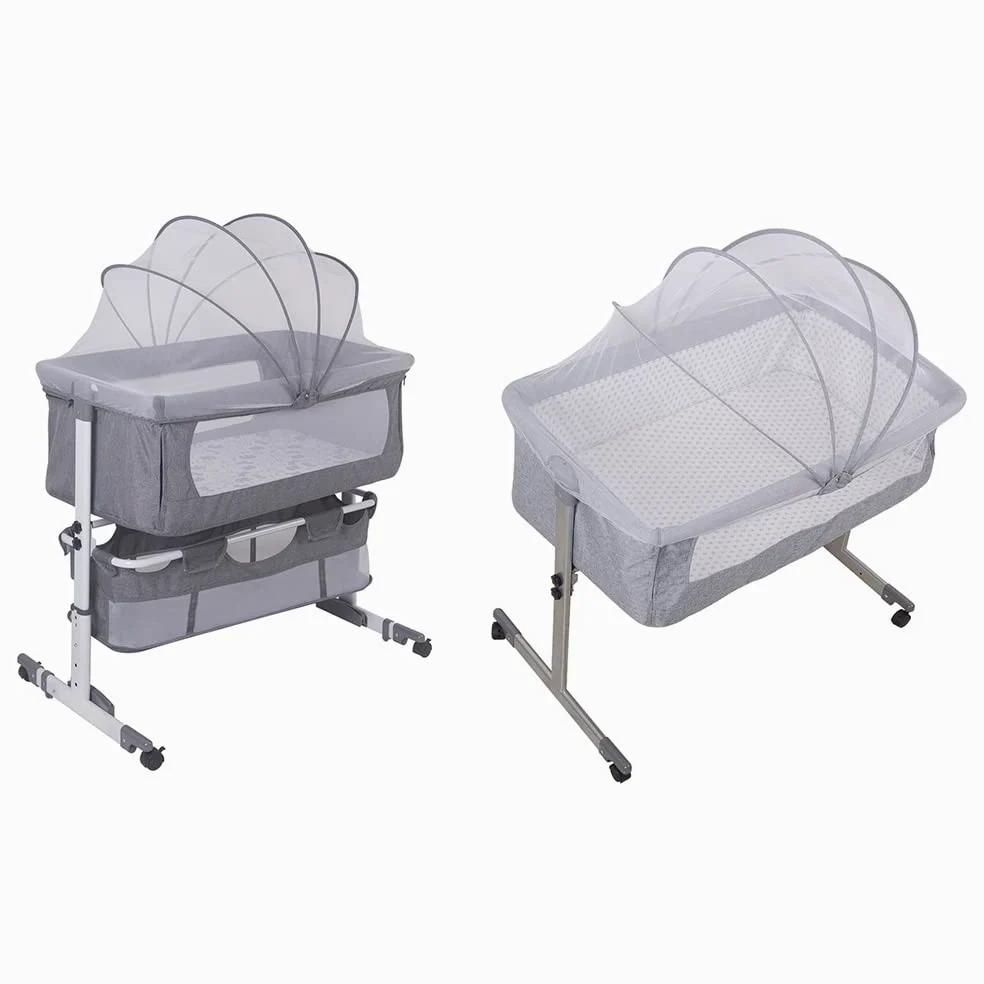 Babybett Cododo, Babybett mit Klappfunktion und Fest, Seite zum Öffnen und Zusammenklappen, für Babys von 1 bis 36 Monaten - Cododo Baby höhenverstellbar, ultraweich (92 x 58 x 70 – 90 cm (gebrochenes