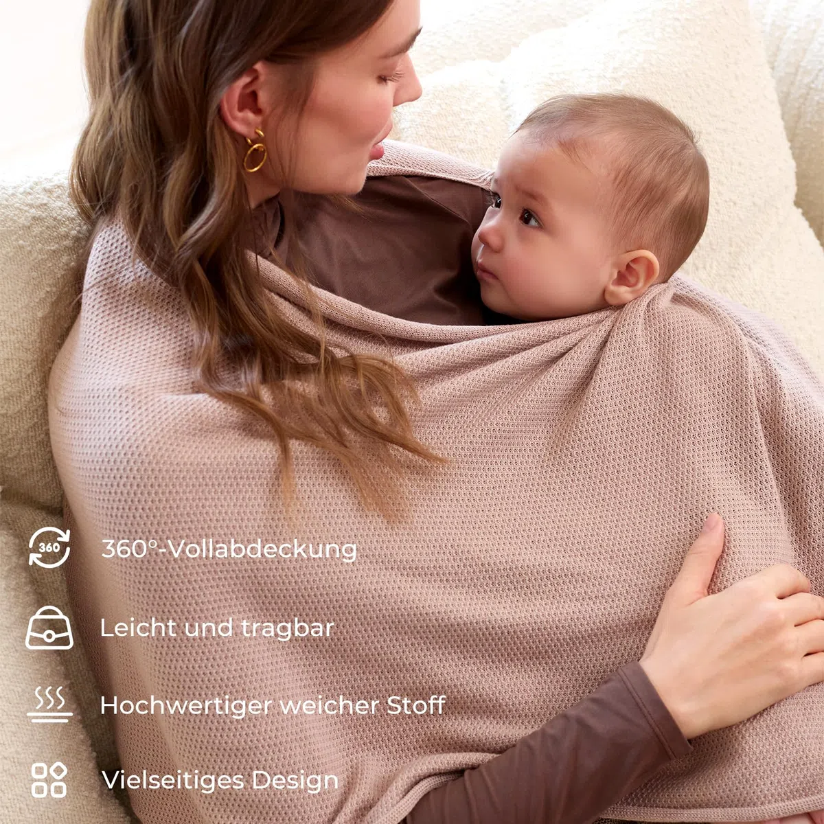 Momcozy Stilltuch zum Stillen, weicher Poncho für mehr Privatsphäre, vielseitig einsetzbarer Stillschal, tragbares Stilltuch für Frauen, inklusive Wäschebeutel (Braun)