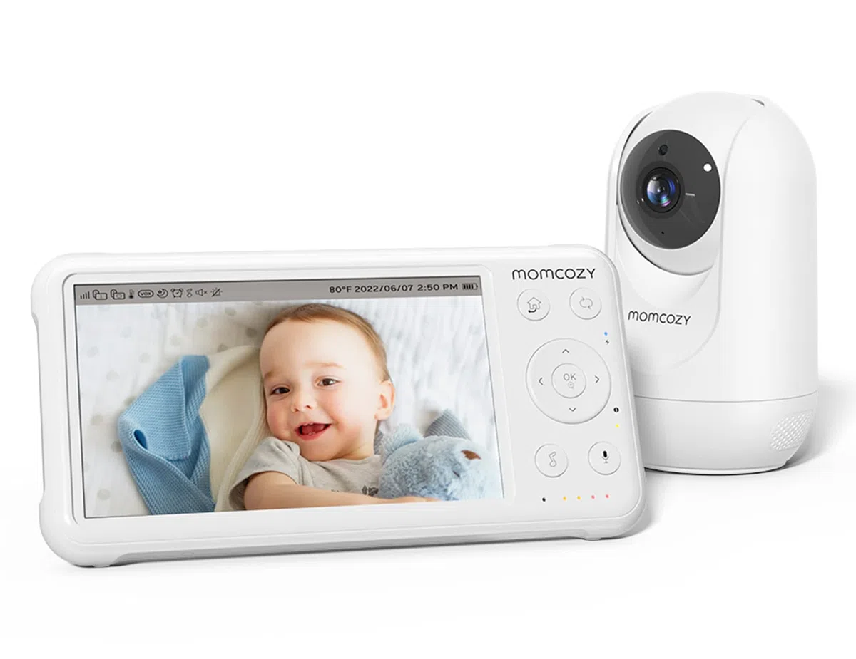 Momcozy Babyphone mit Kamera 5 Zoll 1080P HD-Video 5000 mAh Akku IR-Nachtsicht Weitwinkelobjektiv 2-Wege-Audio Vox-Modus 960 Fuß Reichweite