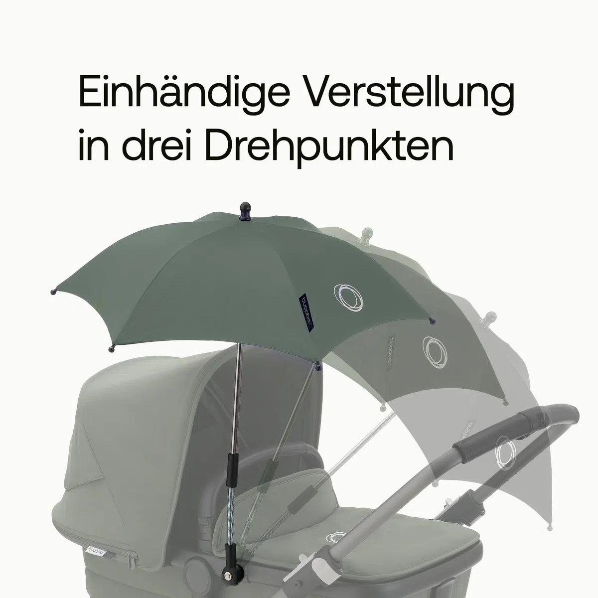 Bugaboo Sonnenschirm+ kompatibel mit Bugaboo Kinderwagen UPF 50+ UV-Schutz große Schattenfläche verstellbar Forest Green