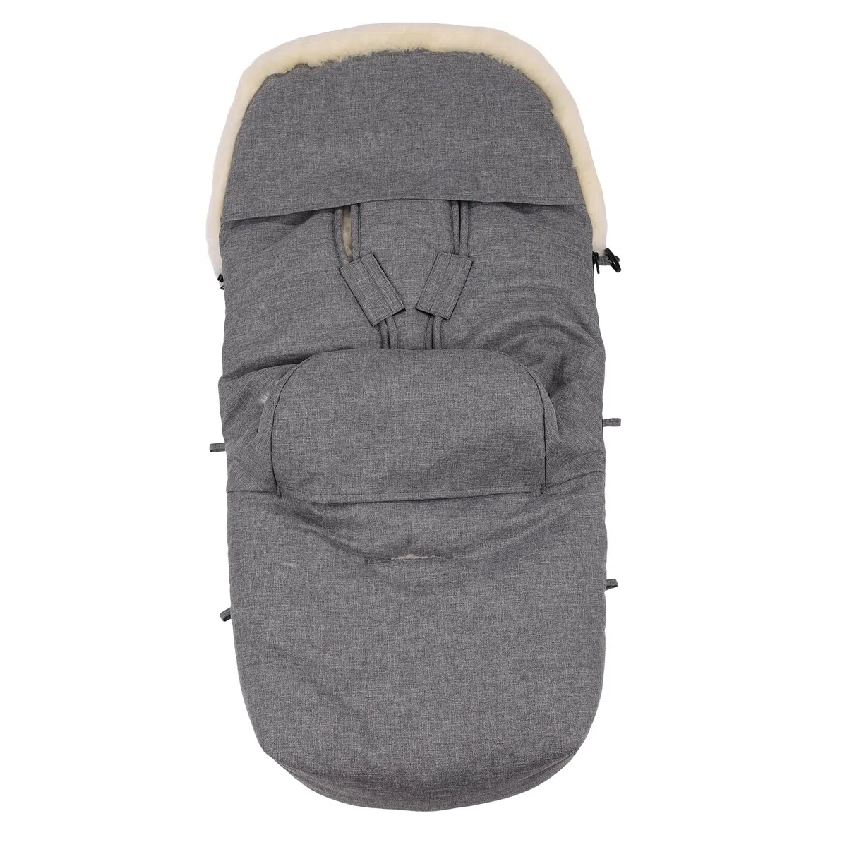 Baby Lammfellfußsack Kinderwagen Fellsack Kuscheliger Buggy Kinderwagen-Fußsack Wind-und Wasserdicht Thermoregulierend Rundum-Reißverschluss 90×50cm (Hellgrau Melange)