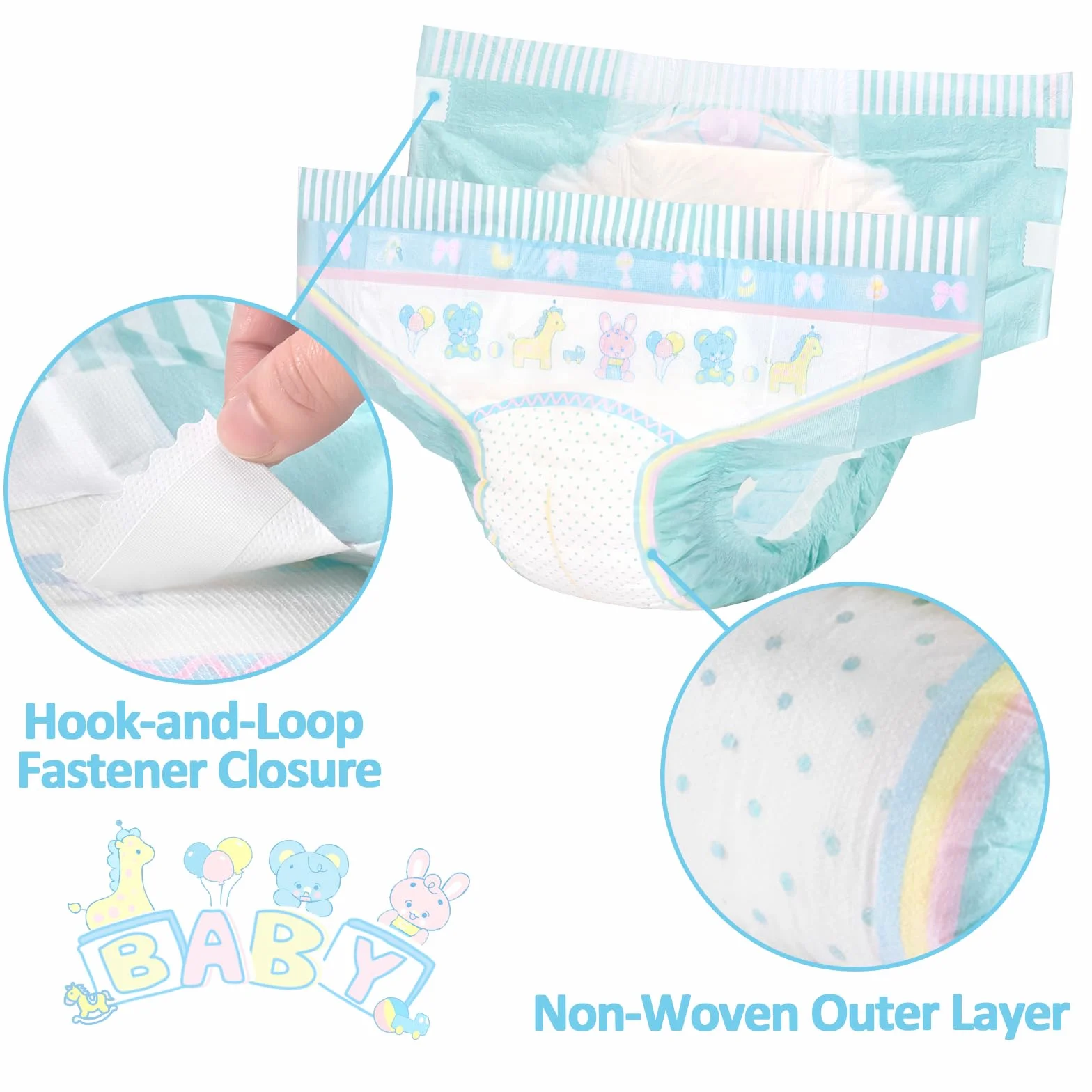 LittleForBig 5500-5800 ml Verstellbarer Klettverschluss Erwachsenen Gedruckten Windeln 10 Stück - Baby Parade (M)
