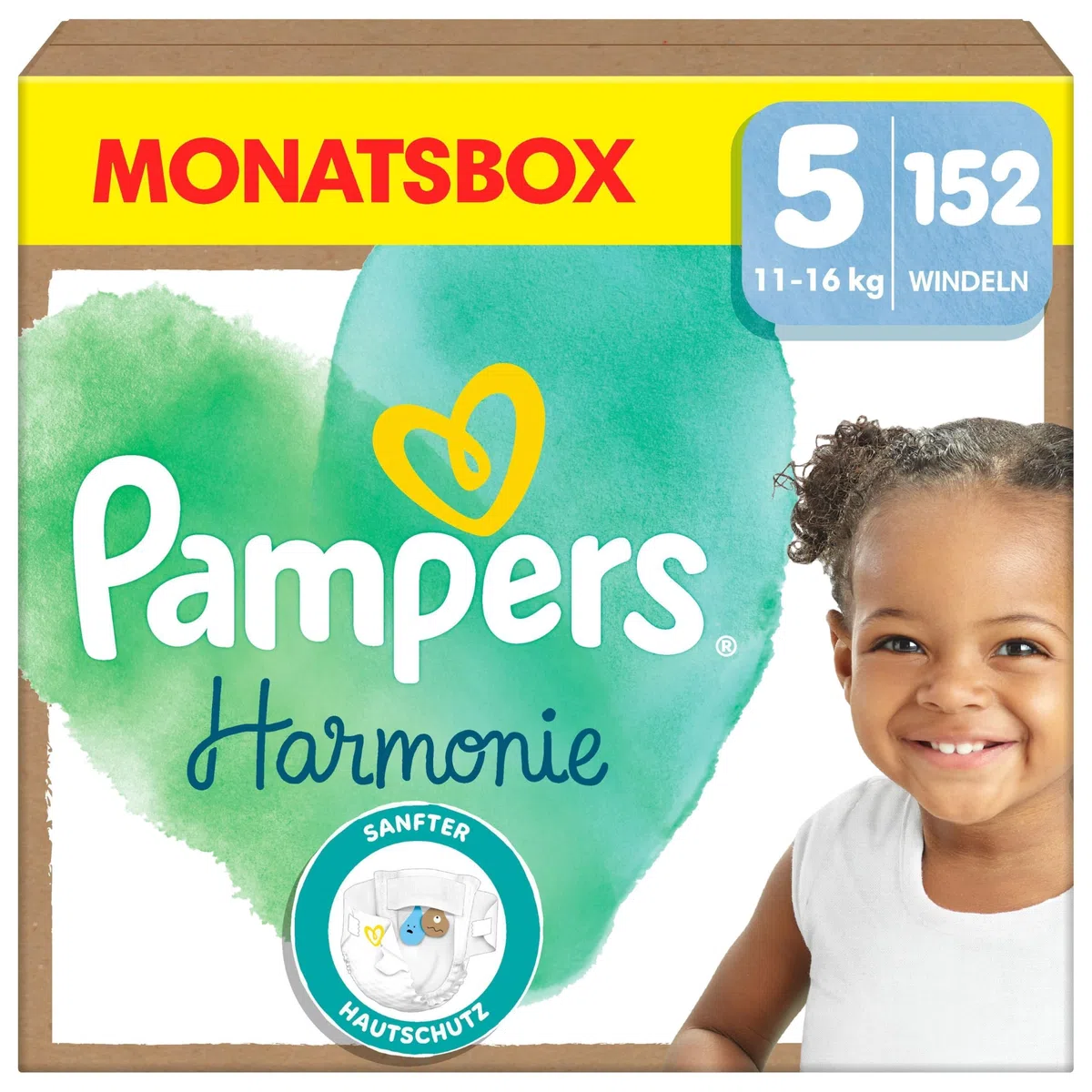 Pampers Harmonie Windeln Größe 5, 152 Stück, 11-16 kg, sanfter Hautschutz