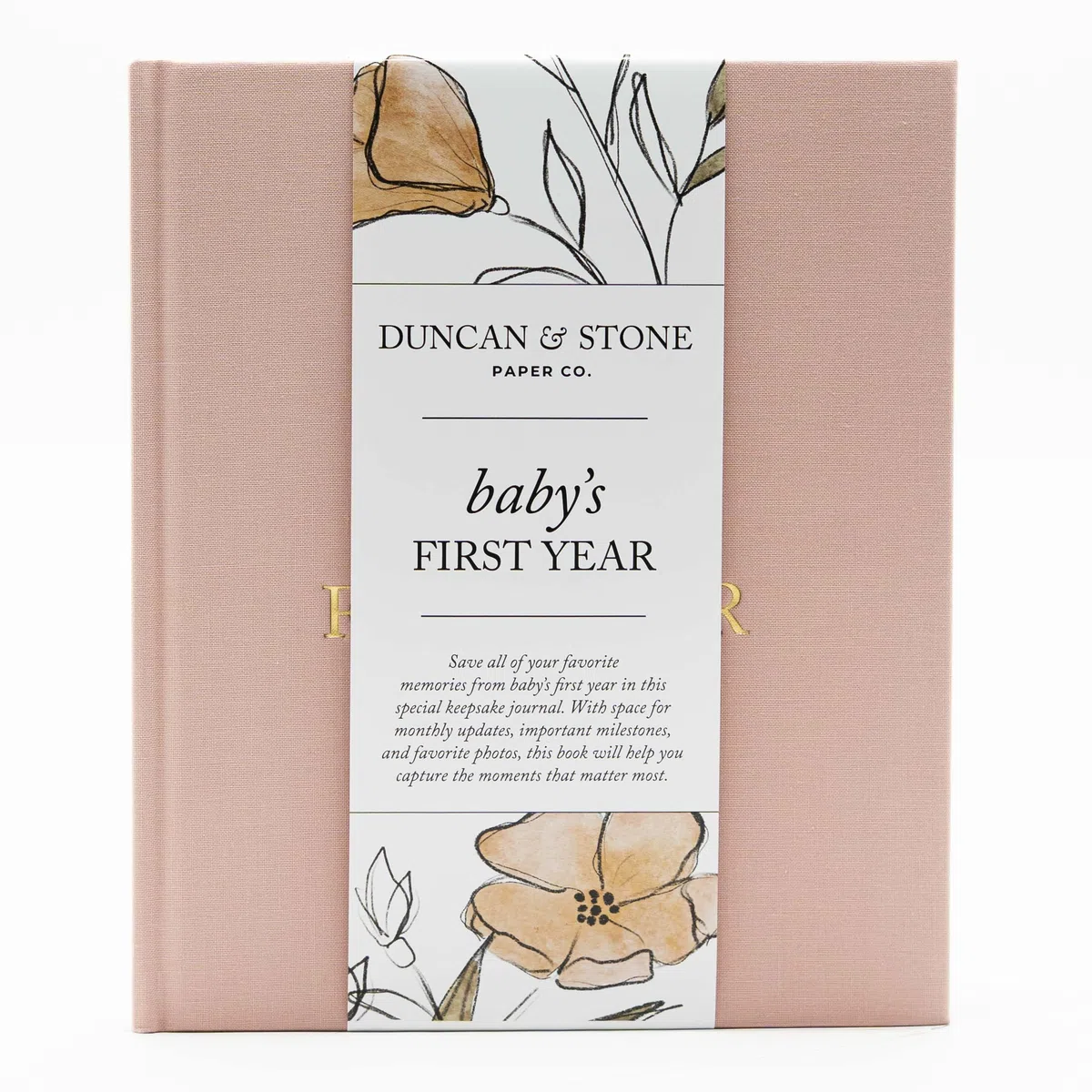 Baby Erinnerungsbuch & Fotoalbum von Duncan & Stone - Dusty Rose | Baby Geschenk für neue Mutter | Meilenstein-Sammelalbum für werdende Mutter | Erstes Jahr Tagebuch für Geburt