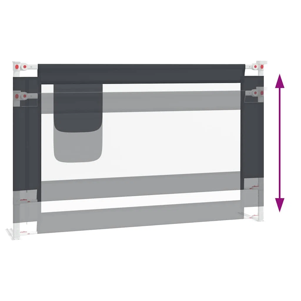 Kleinkind-Bettschutzgitter Dunkelgrau 120x25 cm Stoff mit klappbarem Seitengitter, höhenverstellbar für Kinderbett, Babybett, Familienbett, sicherer Rausfallschutz und Absturzsicherung