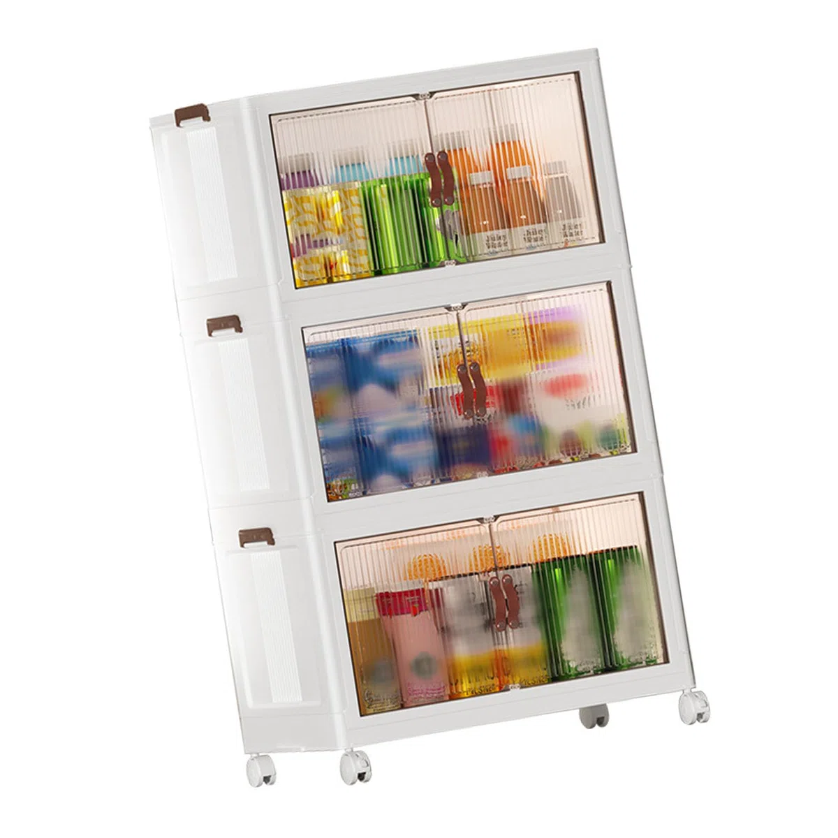 Multifunktionaler Zusammenklappbarer Aufbewahrungsschrank für, Snack-Organizer für Schlafzimmer, Kunststoff-Baby-Garderobe (3 Schichten)