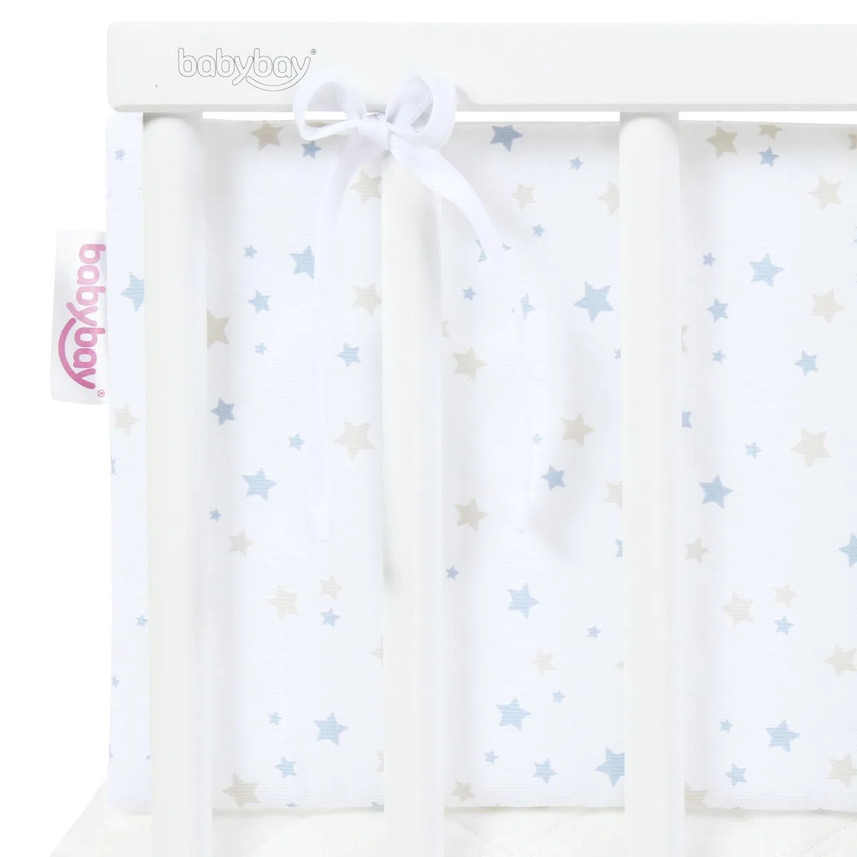 babybay Nestchen Piqué passend für Modell Boxspring XXL, weiß Sternemix sand/azurblau