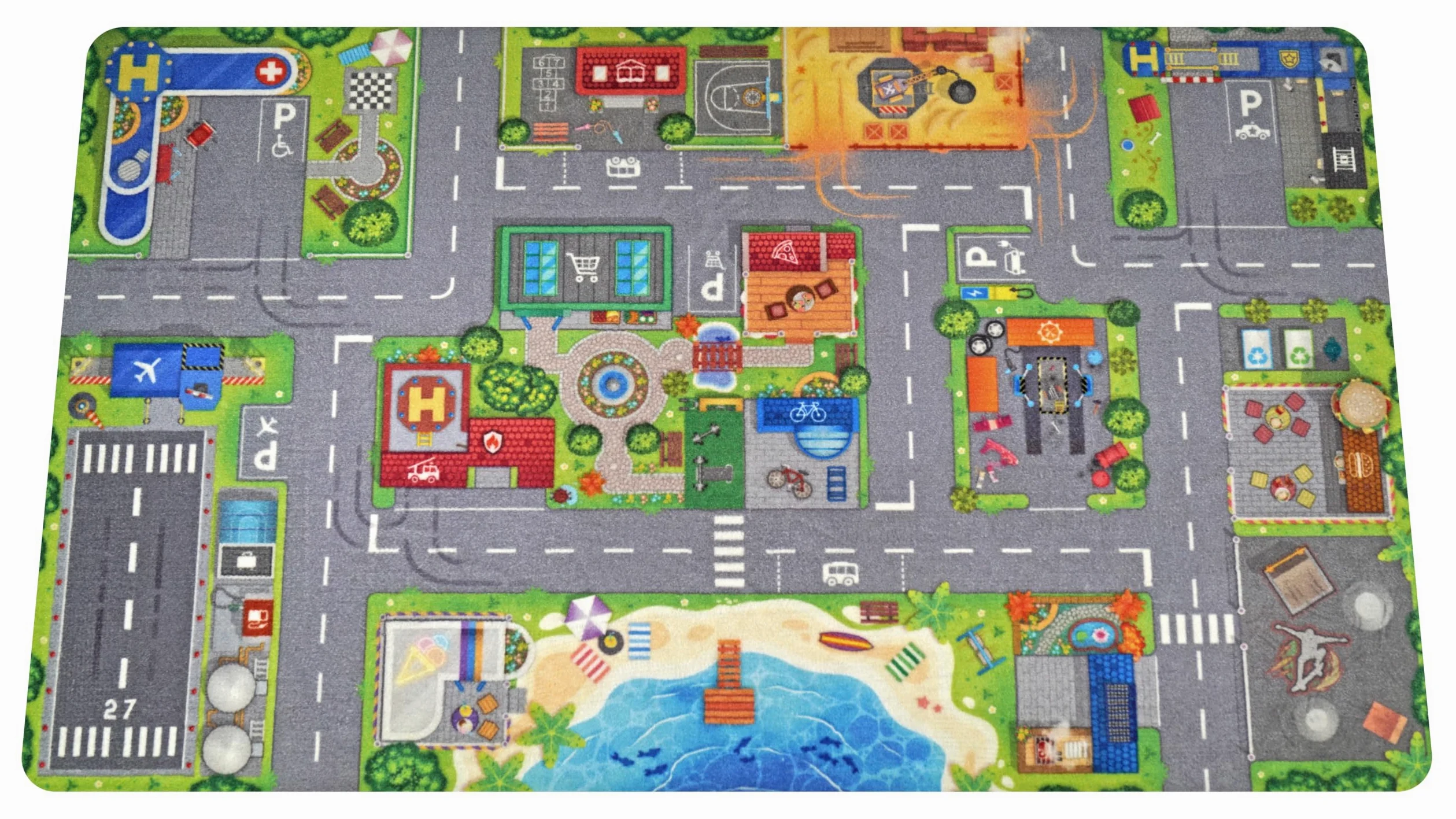 HuggyPlay Spielteppich City Kinderteppich 90 x 150 cm