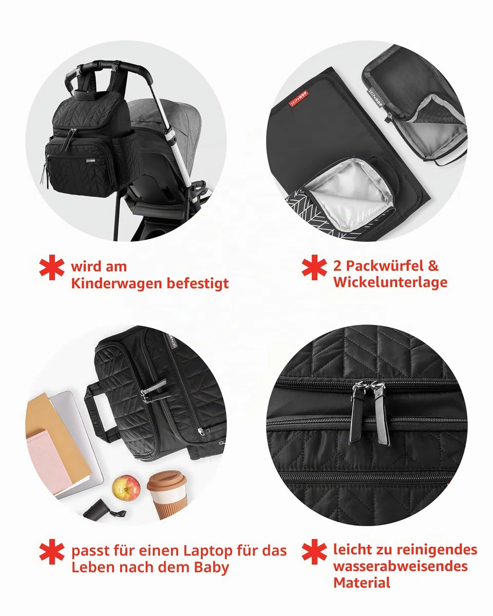 Skip Hop FORMA Multifunktions-Wickelrucksack für Babys mit Wickelunterlage und Kinderwagenhalterung, Schokoladenbraun, schokoladenbraun
