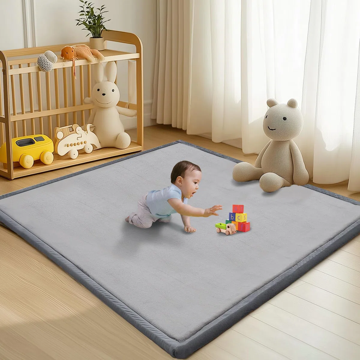 Spielmatte Baby,Kinderzimmer Teppich mit Memory-Schaum,Leicht zu Reinigen Krabbelmatte,Faltbar Krabbeldecke für Baby,150x180x3.5cm