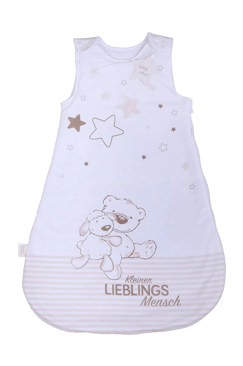 Herding Baby Best Baby-Schlafsack, Kleiner Lieblingsmensch Motiv, 90 cm, Weiß & Fynn Babydecke, Lieblingsmensch Motiv, 75 x 100 cm, Microfaserflausch, Weiß