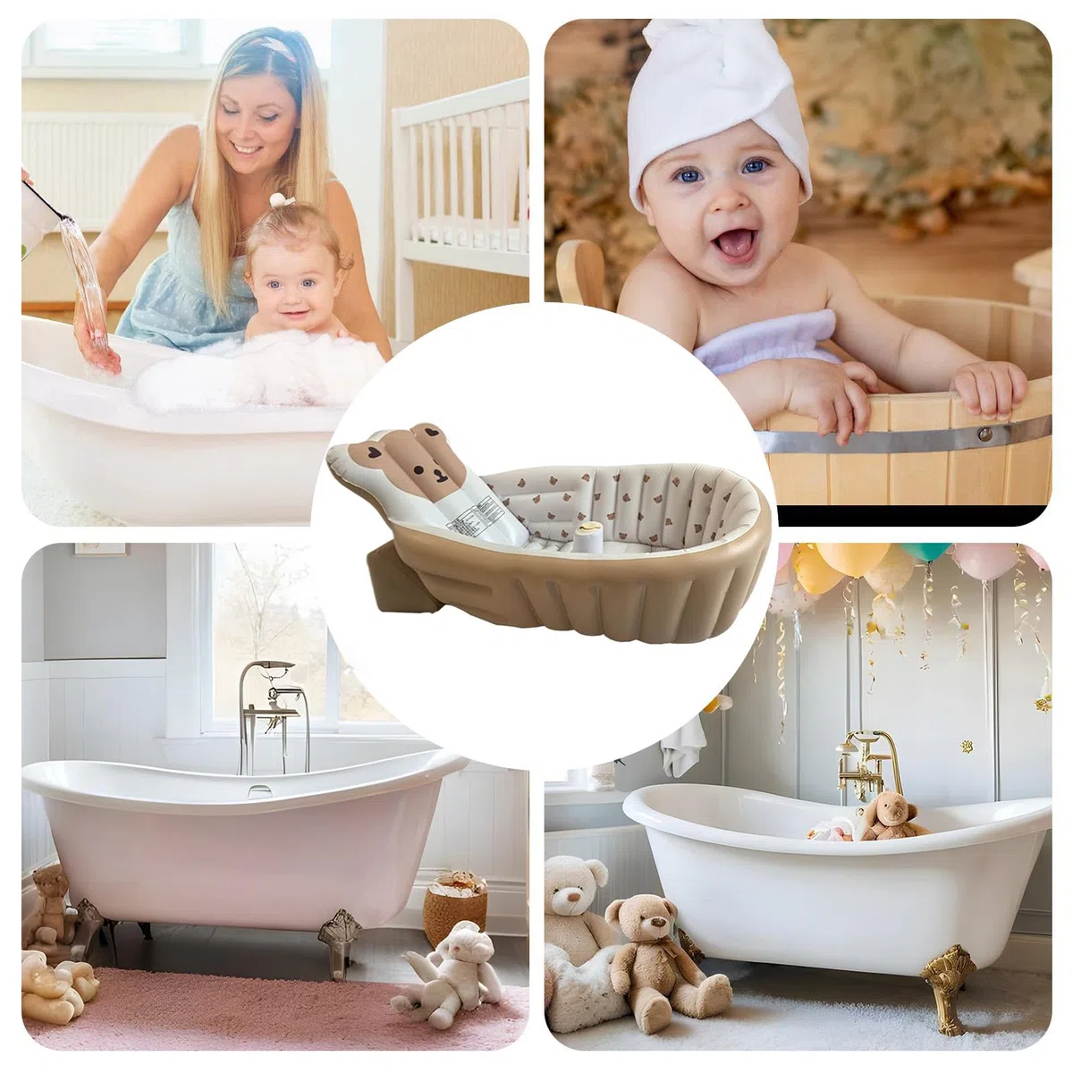 __PLACEHOLDER_BRAND_0__ Baby-Bathtub, Wash Tub, verstellbarer Badewannensitz, faltbarer Duschwanne, tragbarer Badeständer für Pool, , Reisen, Outdoor, und bequeme Hygiene für