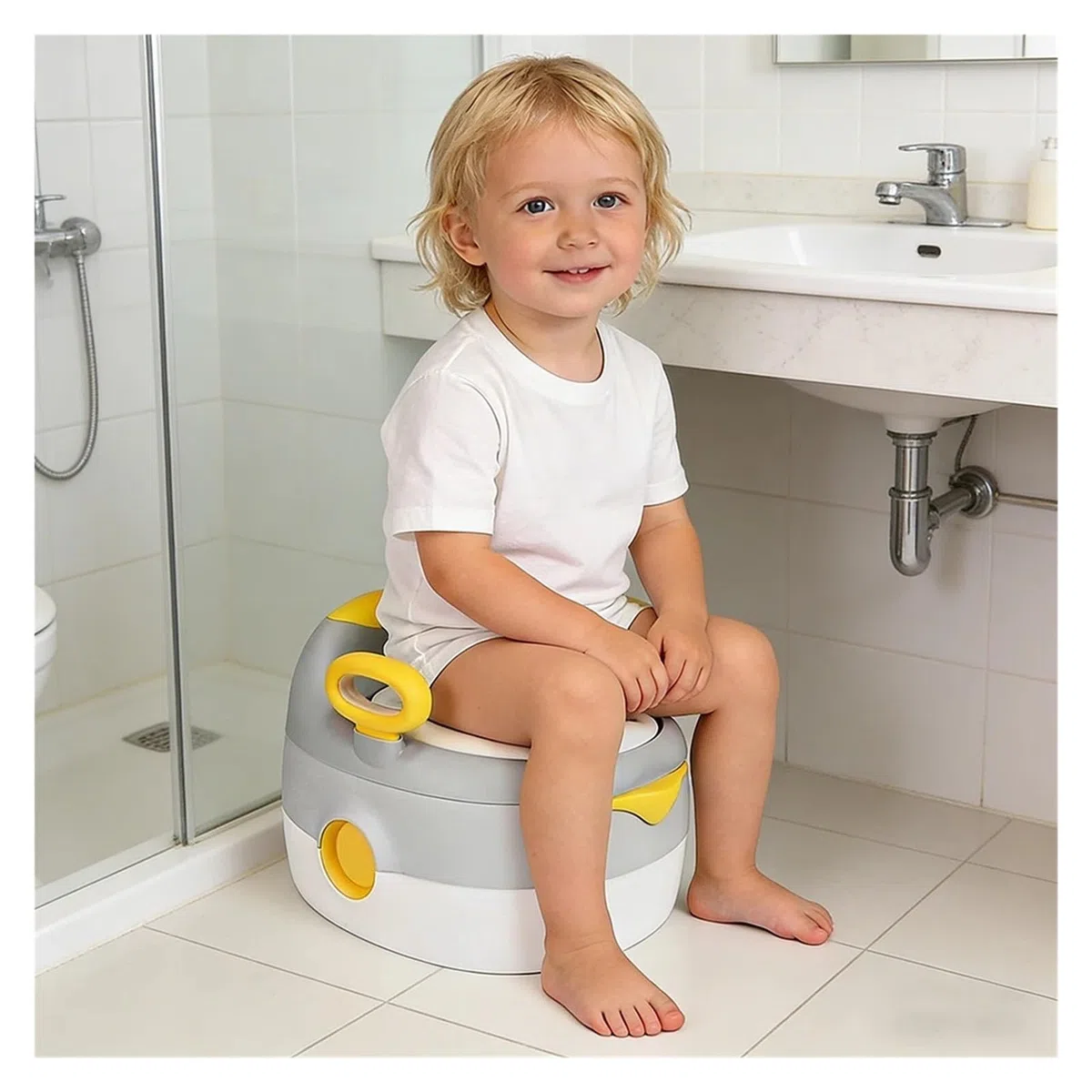 Baby-Töpfchen – Kinder-Toilettenverkleinerer Sitzkissen Mit Hocker For Jungen Und Mädchen Im Alter Von 1–6 Jahren, Heimreise Robust Und Bequem | GRAY
