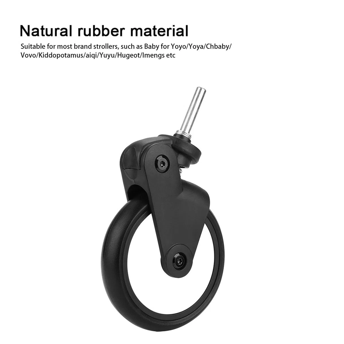 Universal Kinderwagen Räder Ersatz, 13 Cm Raddurchmesser Gummiräder-Zubehör für Kinderwagen Einfache Installation mit 360-Grad-Drehung (Ein Paar Vorderräder)