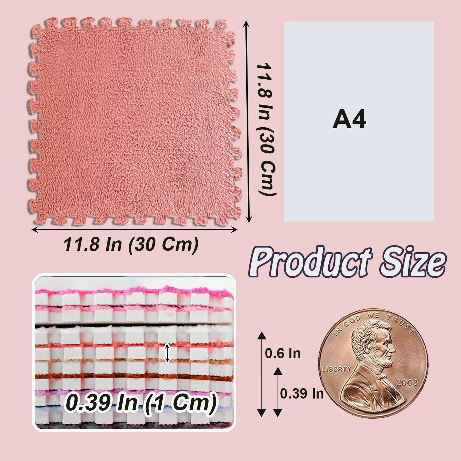 16 Stück Ineinander Greifende Teppichfliesen für Den Boden, Puzzle-Schaumstoff-Bodenmatte, Plüsch-Puzzle-Spielmatte