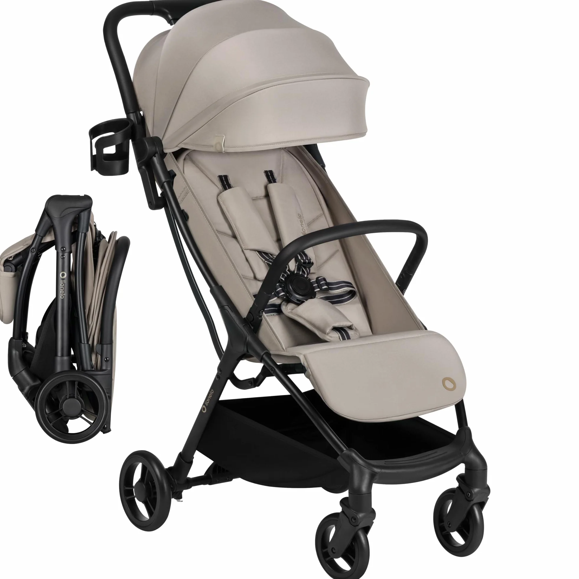 Lionelo Agia Reisebuggy Bis 22 kg, Leichter Buggy Kinderwagen ab 6 Monaten, Klein Zusammenklappbar mit Auto-Fold & Einhand-Faltung, Liegefunktion, Große Sitzfläche, Federung, Großer Einkaufskorb