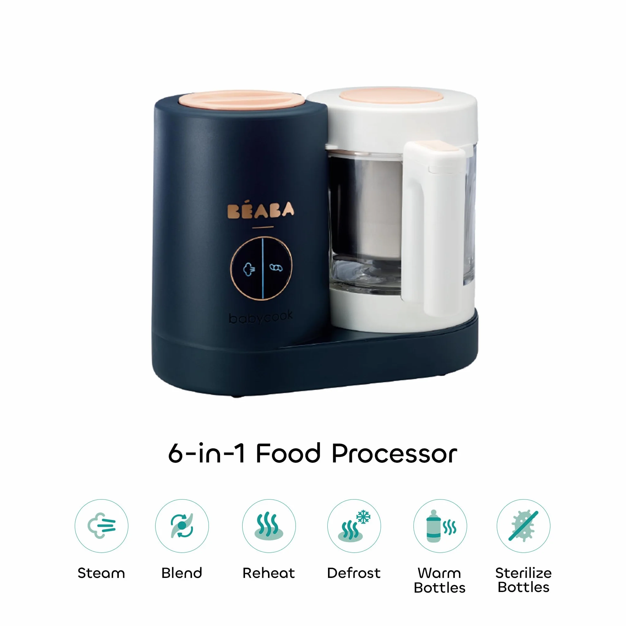 Béaba Babycook Neo 4 in 1 Baby Food Maker Glasschale Edelstahl Nachtblau