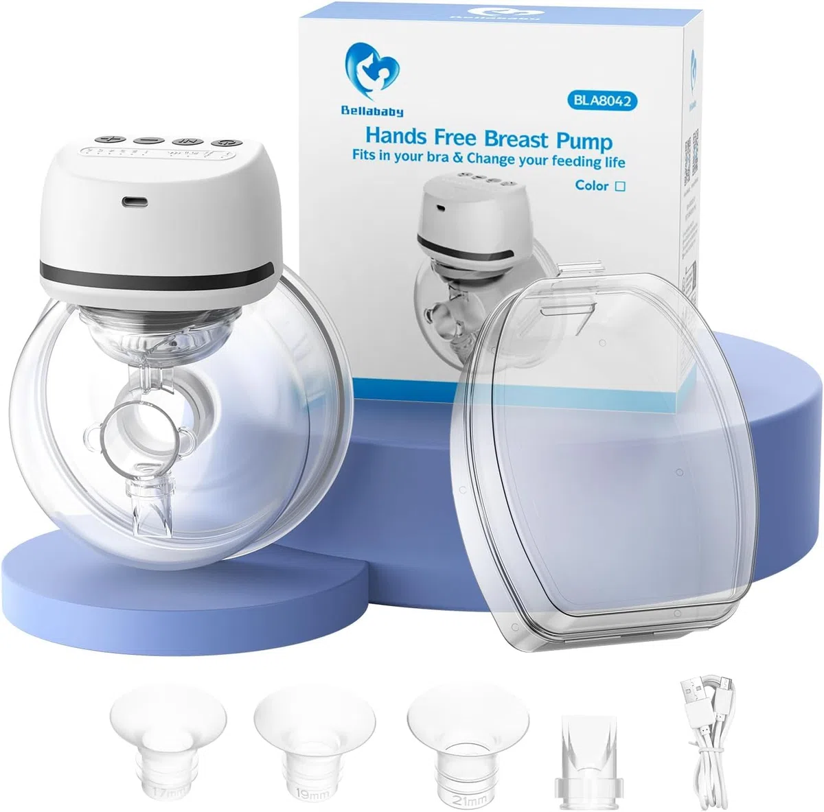 Milchpumpe Elektrisch Tragbar, Bellababy Milchpumpe Elektrische Geräuscharm und Schmerzlos,4 Modi und 6 Stufen Saugen,Tragbare Elektrische Milchpumpe, 24mm, Weiß