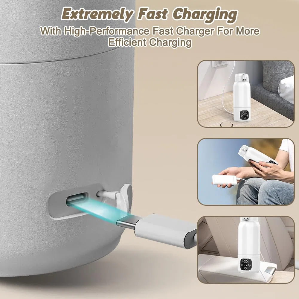 Flaschenwärmer Baby Unterwegs, 500ml Tragbarer Baby Flaschenwärmer mit 11000mAh Schnelles Aufheizen Babyflaschen Wärmer mit LCD-Display Milchwärmer Baby für Muttermilch, Wasser, 35-70℃ Einstellbar