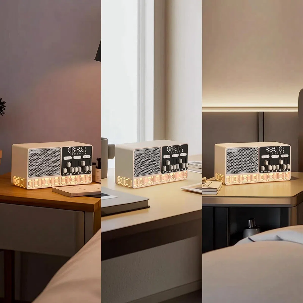Device Nachtlautsprecher Wecker Radiogerät Soundmaschine 10W mit Acht Klängen Und Digitaler Anzeige für Einschlafen Babys Erwachsene Zuhause Meditation