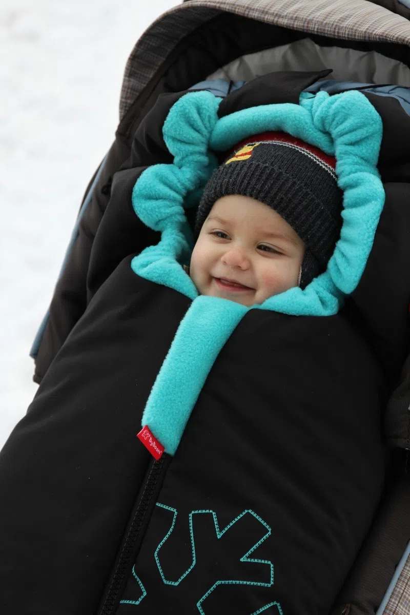 ByBoom - Softshell Winterfußsack Thermo Aktiv für Kinderwagen und Buggy, Farbe:Schwarz/Schwarz