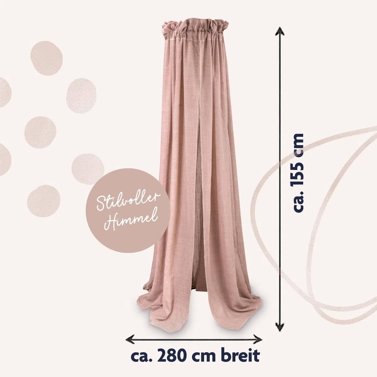 Julius Zöllner Betthimmel aus Voile – für Babybett & Kinderbett – Kinderzimmer Deko – Earth