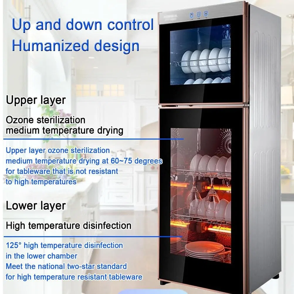Desinfektionsschrank aus Edelstahl, Hochtemperatur-125 ℃, 294L vertikaler Sterilisator für Geschirr und Geschirr, ideal für 5 bis 20 Personen, Doppeltür