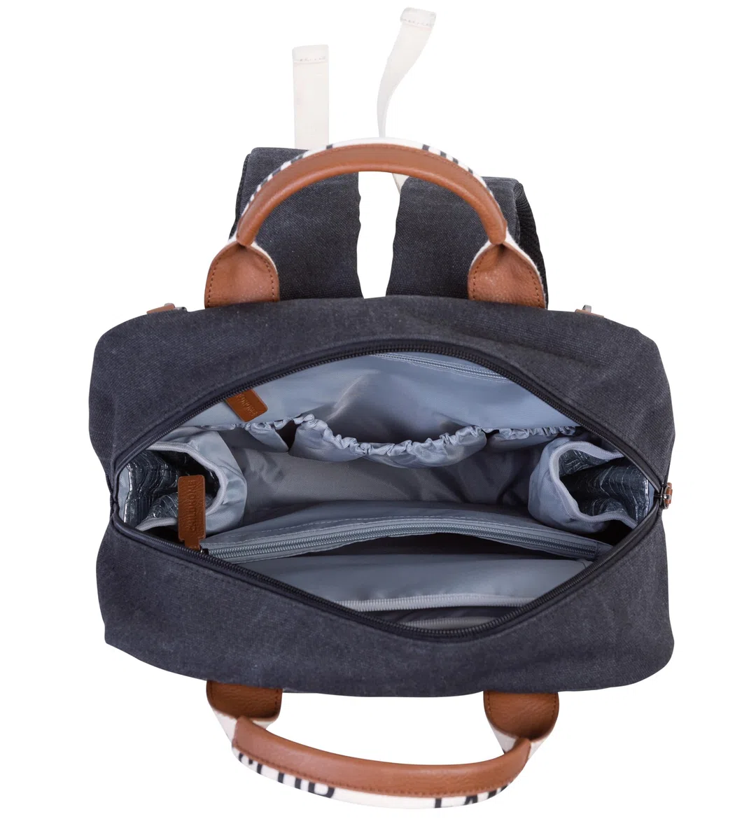 CHILDHOME, Wickelrucksack Family Bag Club, Großes Fassungsvermögen, Multifunktional, 11 Fächer, Isotherm Taschen,Trolley-Koffer Durchgang,Kinderwagenbefestigung,20,5L,Schwarz
