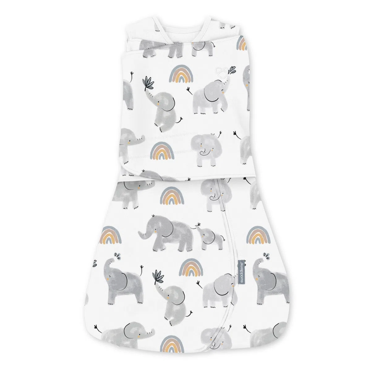 Ingenuity SwaddleMe Arms Free Umwandelbarer Baby Pucksack, Größe 3-6 Monate, 6,4-8,2 kg, Ärmchen gepuckt oder frei, 1,0 TOG - Happy Elephant