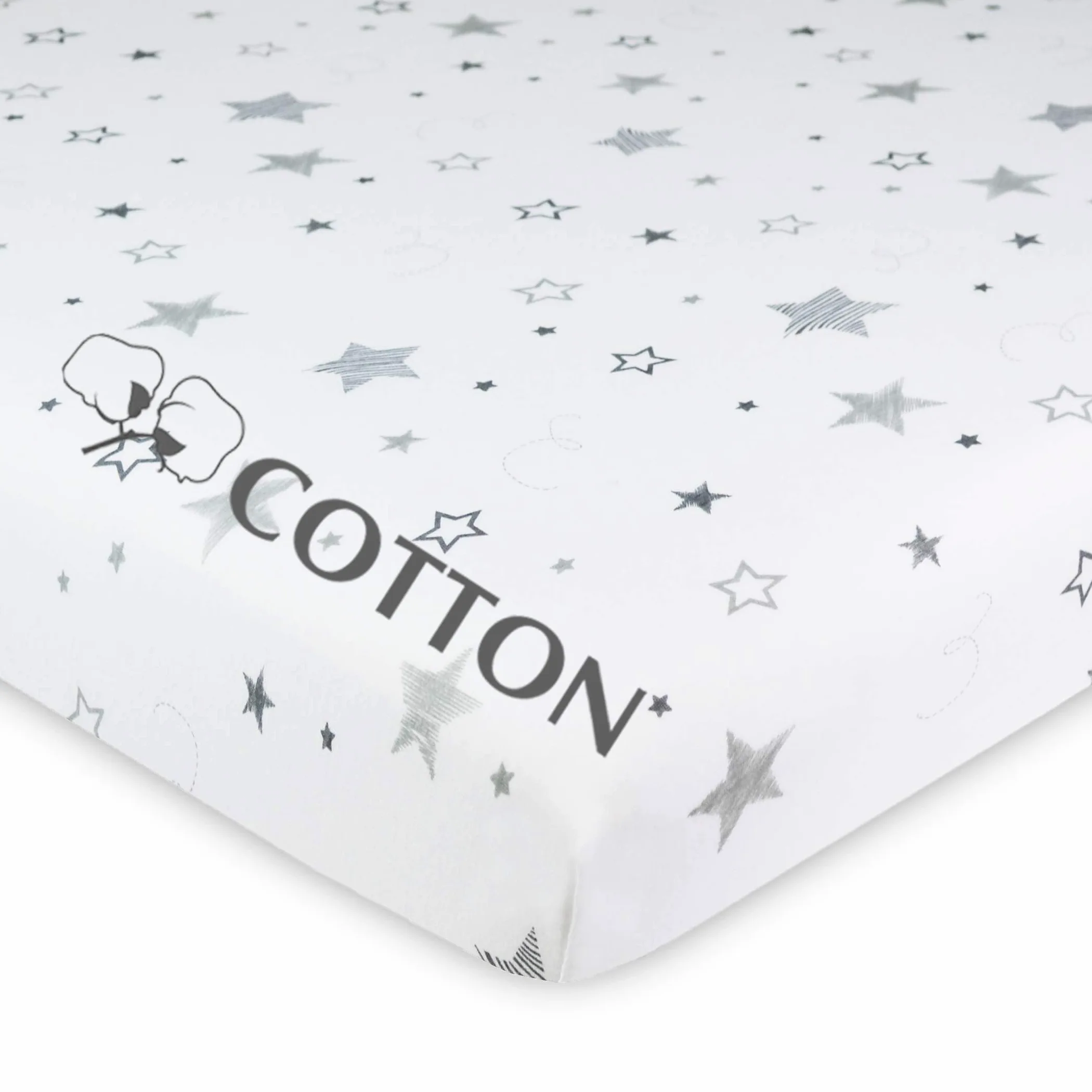 American Baby Company Spannbettlaken für Kinderbett, 61 x 96,5 cm, weich, atmungsaktiv, neutral, 100% Baumwoll-Jersey, tragbar, super Sterne, für Jungen und Mädchen, passend für die meisten Pack N