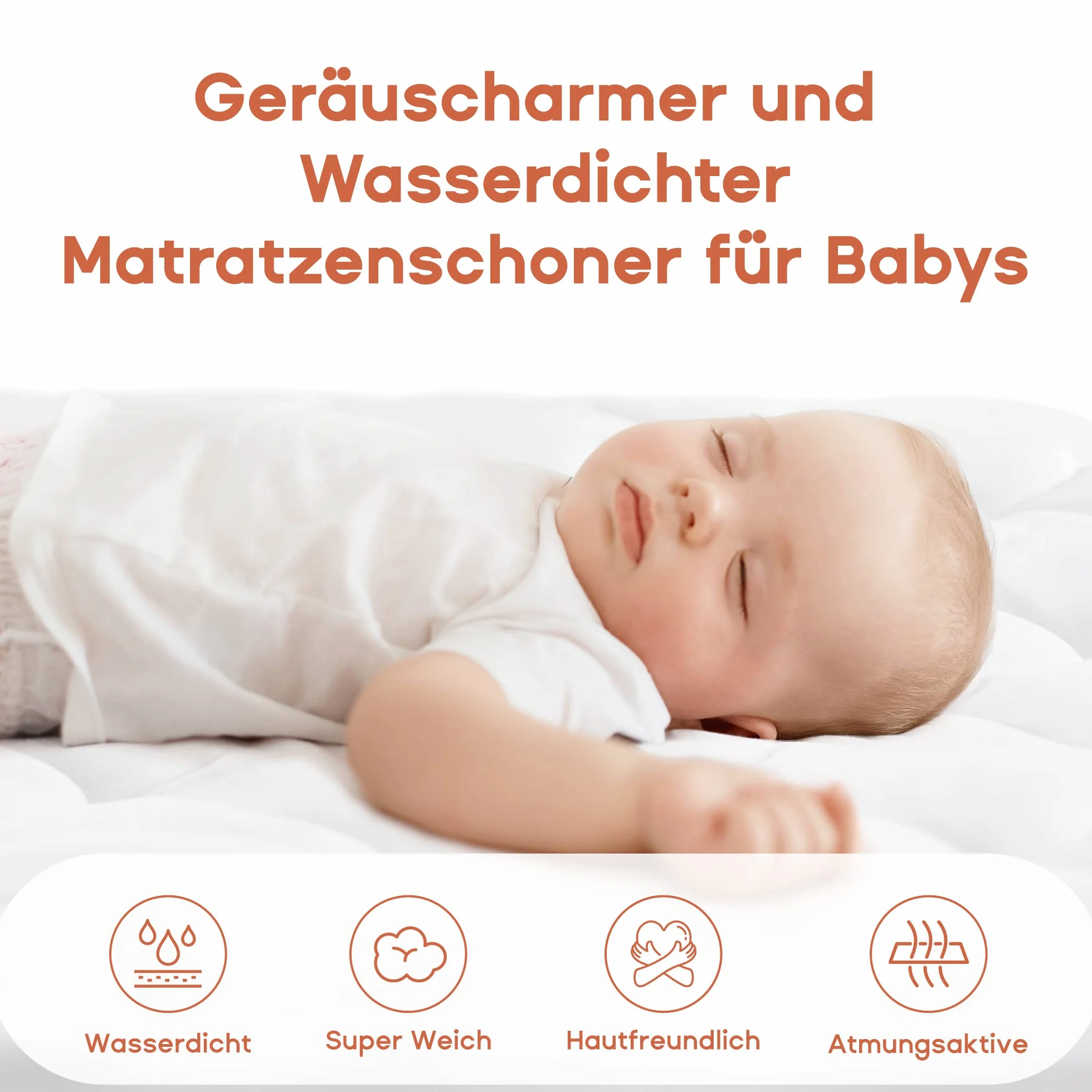 SONIVE wasserdichte Matratzenschoner für Babybett und kleinen Kinder Mikrofaser 10oz Füllung Baby Matratzenauflage steppt,Oeko-Tex Standard 100 Zertifiziert,Weiß,70x140cm
