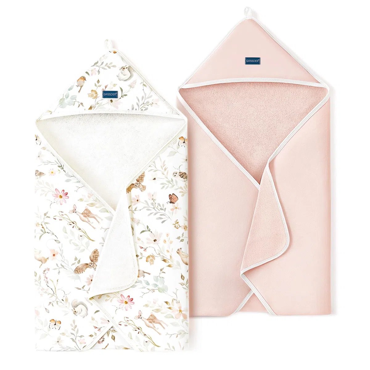 GRSSDER Baby-Kapuzenhandtuch für Neugeborene, superweiche Badetücher mit originellem Design, ultra-saugfähiges Strickfrottee, große Kleinkind-Handtücher mit Kapuze für Mädchen, Duschgeschenke für
