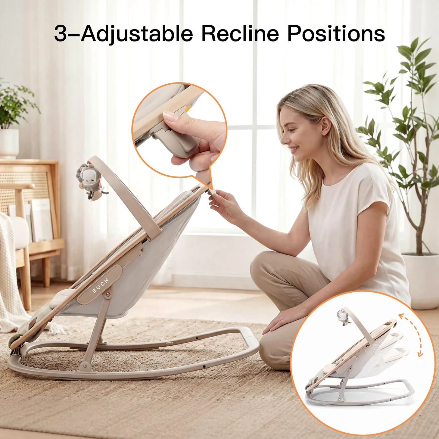 Gromast 2-in-1-Babywippe für Säuglinge, tragbare Babywippe mit 3 Liegepositionen und Reisetasche – Grün