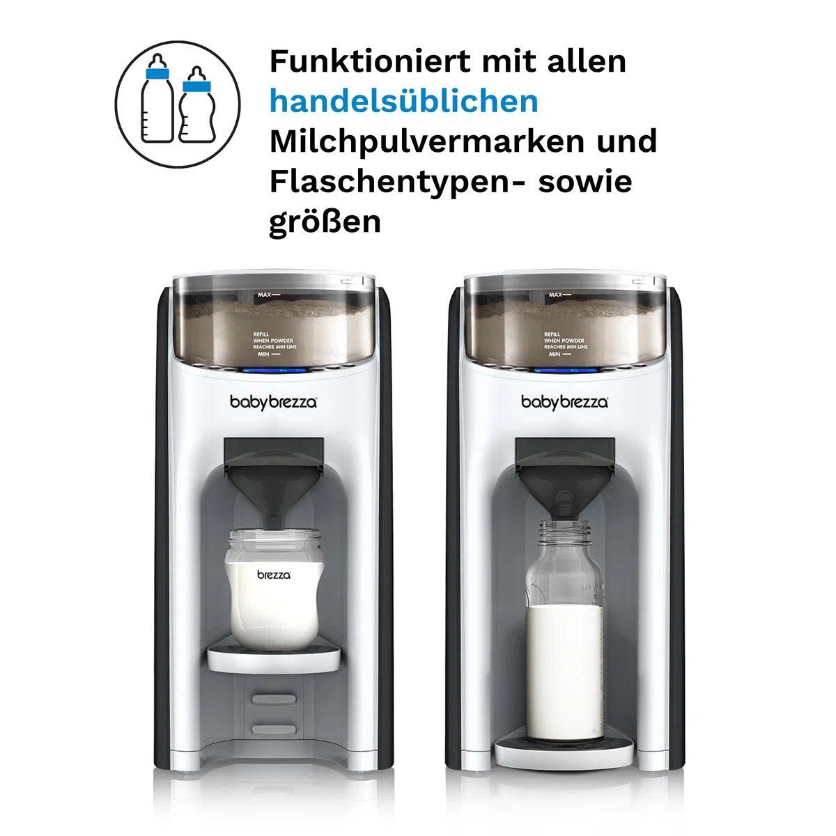 Baby Brezza Formula Pro Advanced Automatischer Flaschenzubereiter | Mischt Milchpulver & Wasser perfekt per Knopfdruck – 3 Temperaturen – Für alle Flaschen & Pulver – BPA-frei – Weiß/Schwarz