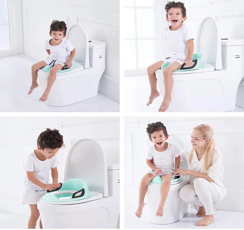 Töpfchen-Trainings-Sitz für Jungen Mädchen Kinder Kleinkinder-WC-Trainings-Sitz-Töpfchensitz für Baby mit abnehmbarem weichem Kissen stabiler Griff und Rückenlehnen Kleinkinder-WC-Trainingssitz,