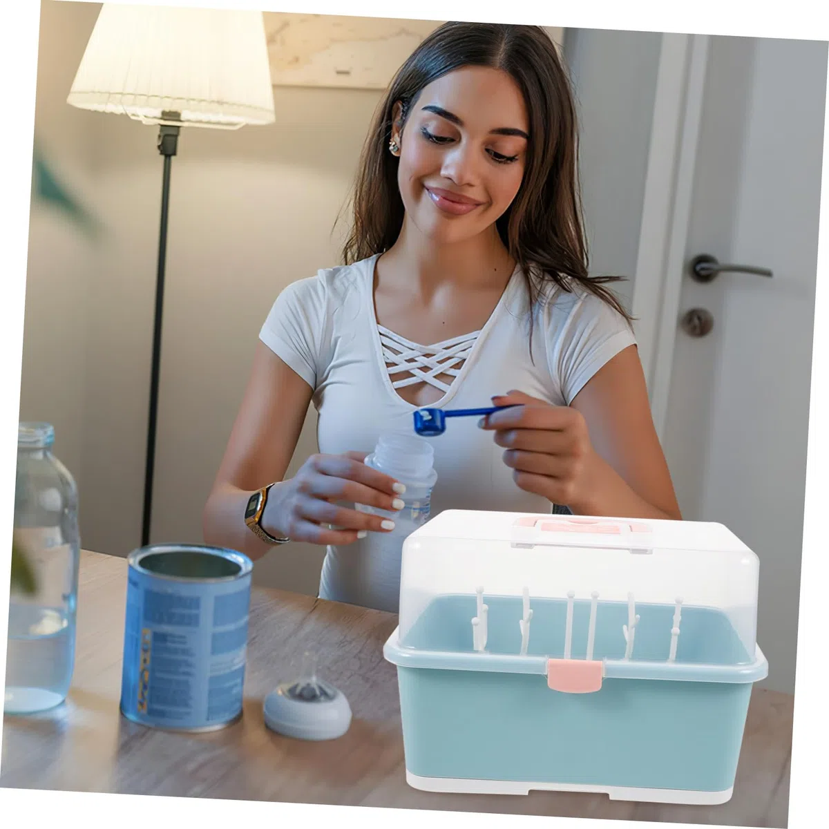 Babyflaschen Trockenbox aus Pp, Grün, für Zubehör und Becher | 1 Stück, Flaschen Stehend Haltend, Geeignet für Babyshower und Stillzubehör, Aufbewahrungsständer